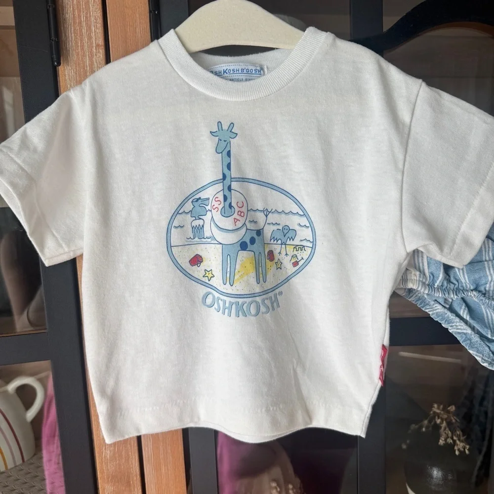Vintage 1980s OshKosh B’Gosh set tee short sleeve diaper cover bloomers baby boy